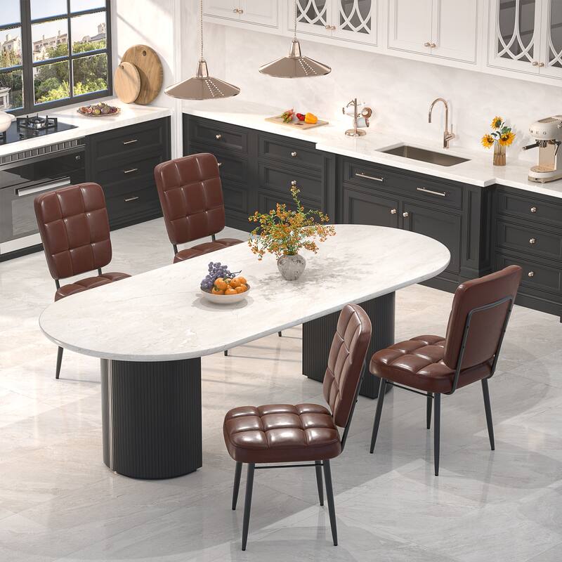 Modern Dining Chairs Set of 2/4/6/8, Upholstered Kitchen Chairs with Thick Cushion for Dining Room - Set of 4 - Brown