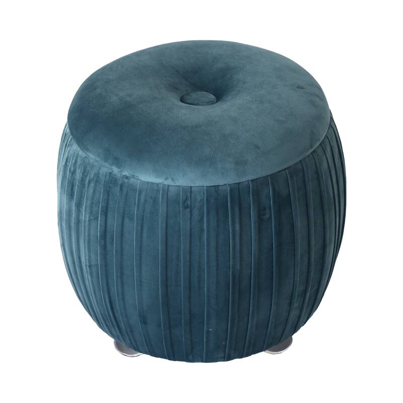 Backless Storage Stool with Velvet Upholstery - Accent for Living Room Home Decor