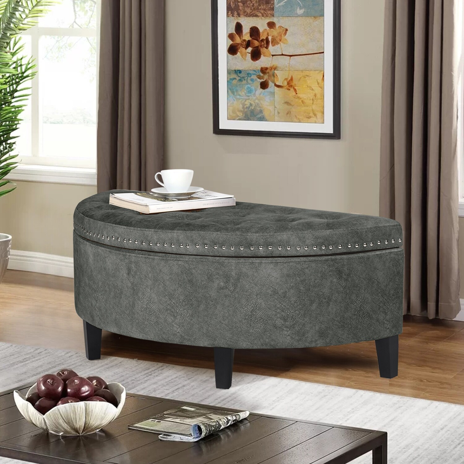 Half moon storage bench discount