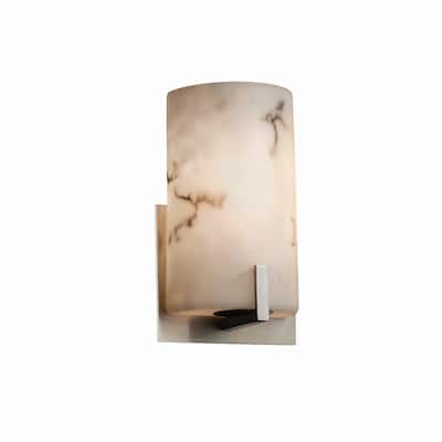 Justice Design LumenAria Century 1-light Brushed Nickel ADA Wall Sconce, Faux Alabaster Shade