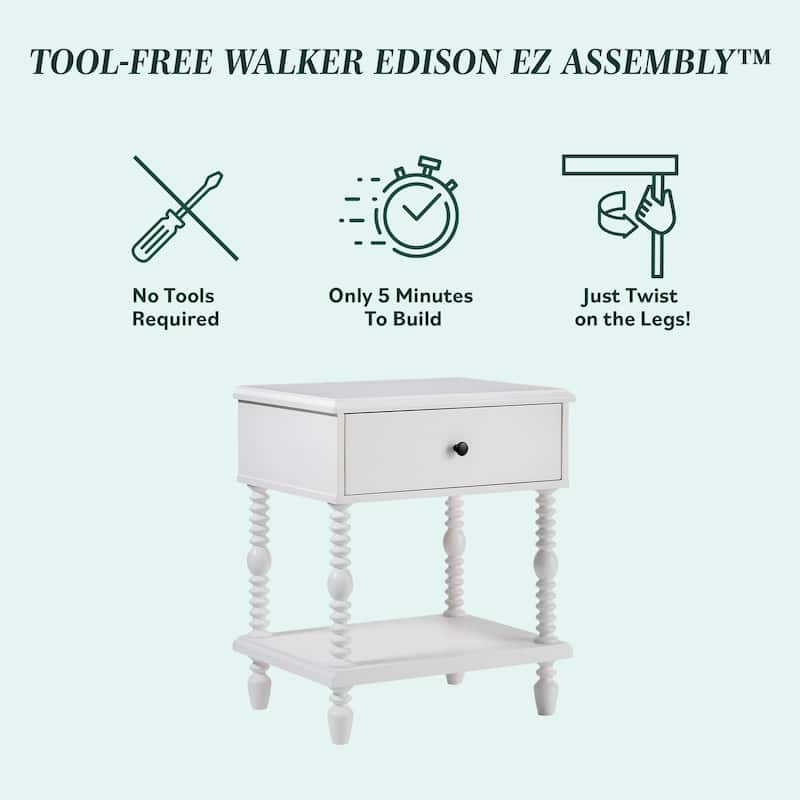 Walker Edison Easy Assembly Solid Wood 1-Drawer Nightstand