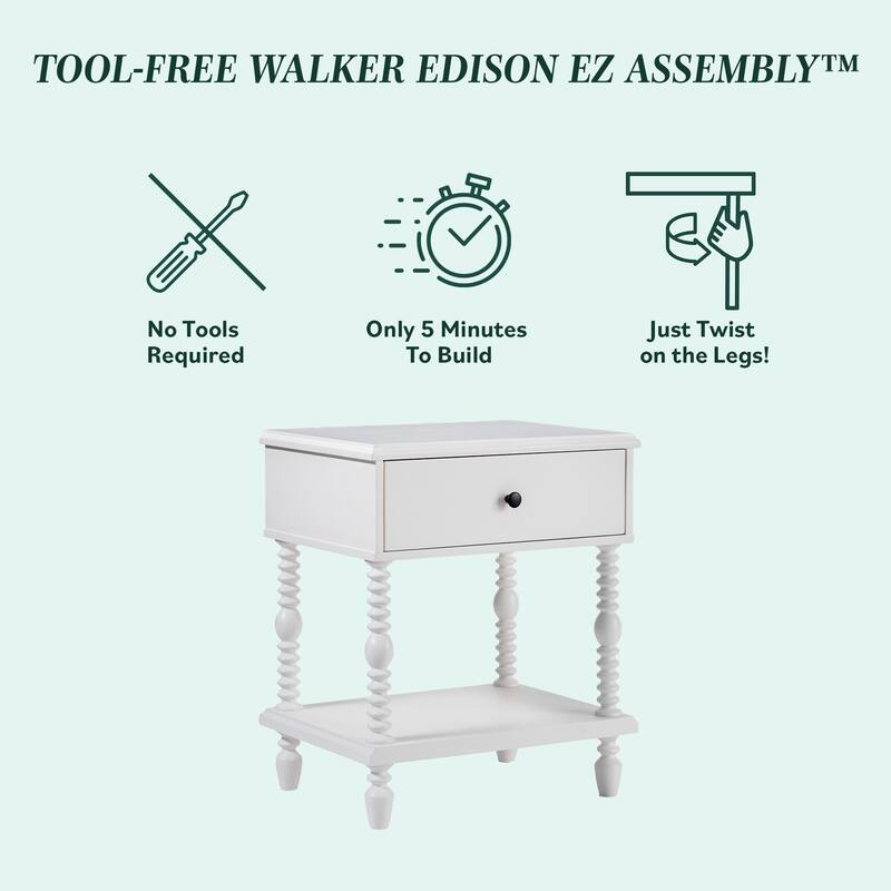 Walker Edison Twin Bed with 1-Drawer Nightstand Bedroom Set