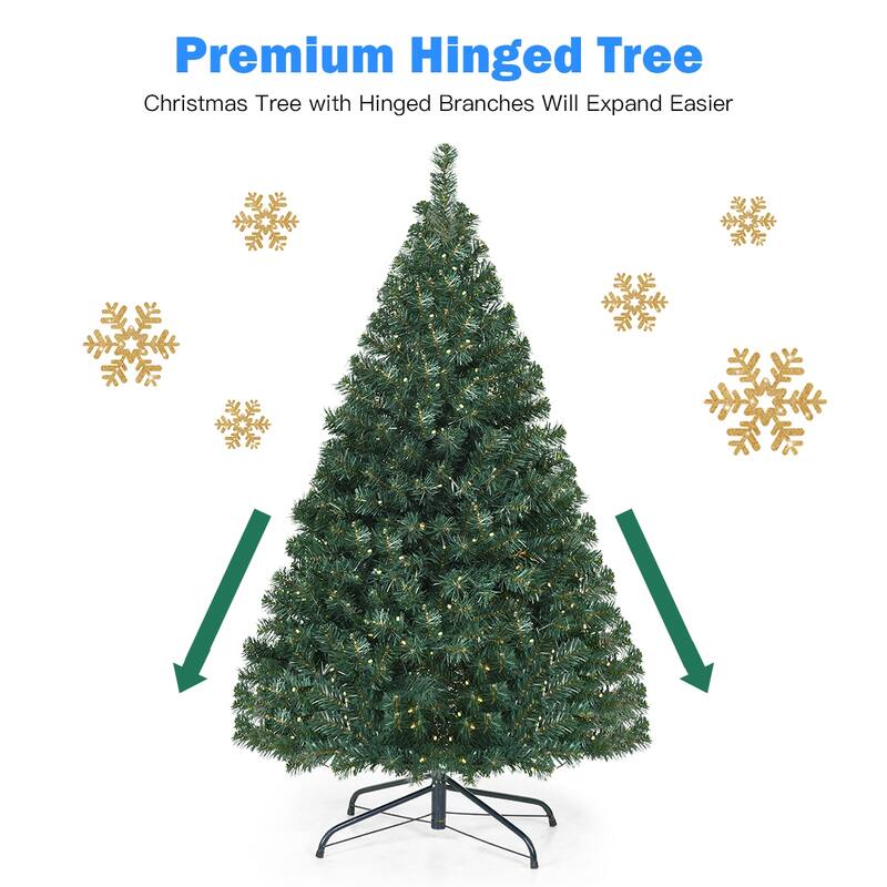 Gymax Pre-lit 4.5Ft Christmas Tree Hinged Artificial PVC with LED