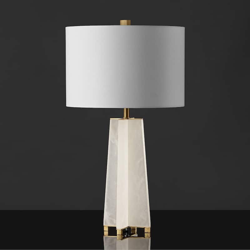 SAFAVIEH Couture Lighting 26.75-inch Kraus Alabaster Table Lamp - 15 IN W x 15 IN D x 26.75 IN H