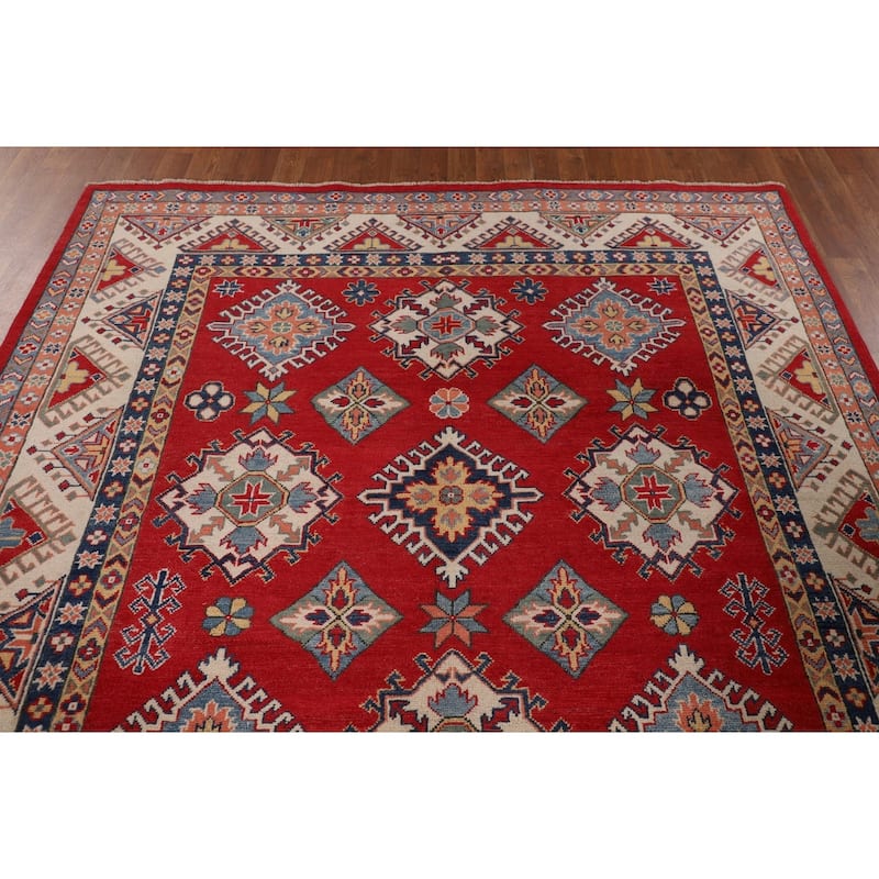 Red Kazak Oriental Area Rug Handmade Wool Carpet - 6'5" x 9'10"