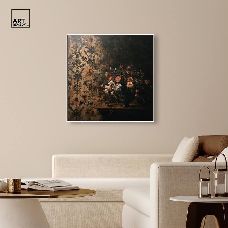 Dark Floral Elegance Canvas by Art Remedy