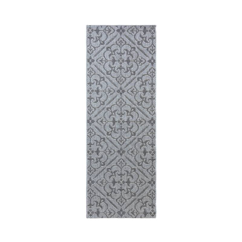 Gertmenian Grace Premium Multi-Size Multi-Colored Flatweave Indoor/ Outdoor Area Rug Collection - 2'2"x6' - TRENTON SILVER