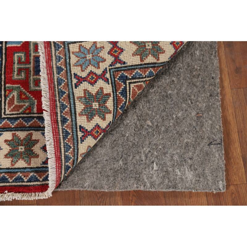 Hand Knotted Oriental 100% Wool Carpet Traditional Geometric Red Kazak Area Rug - 3' 0'' X 2' 0''