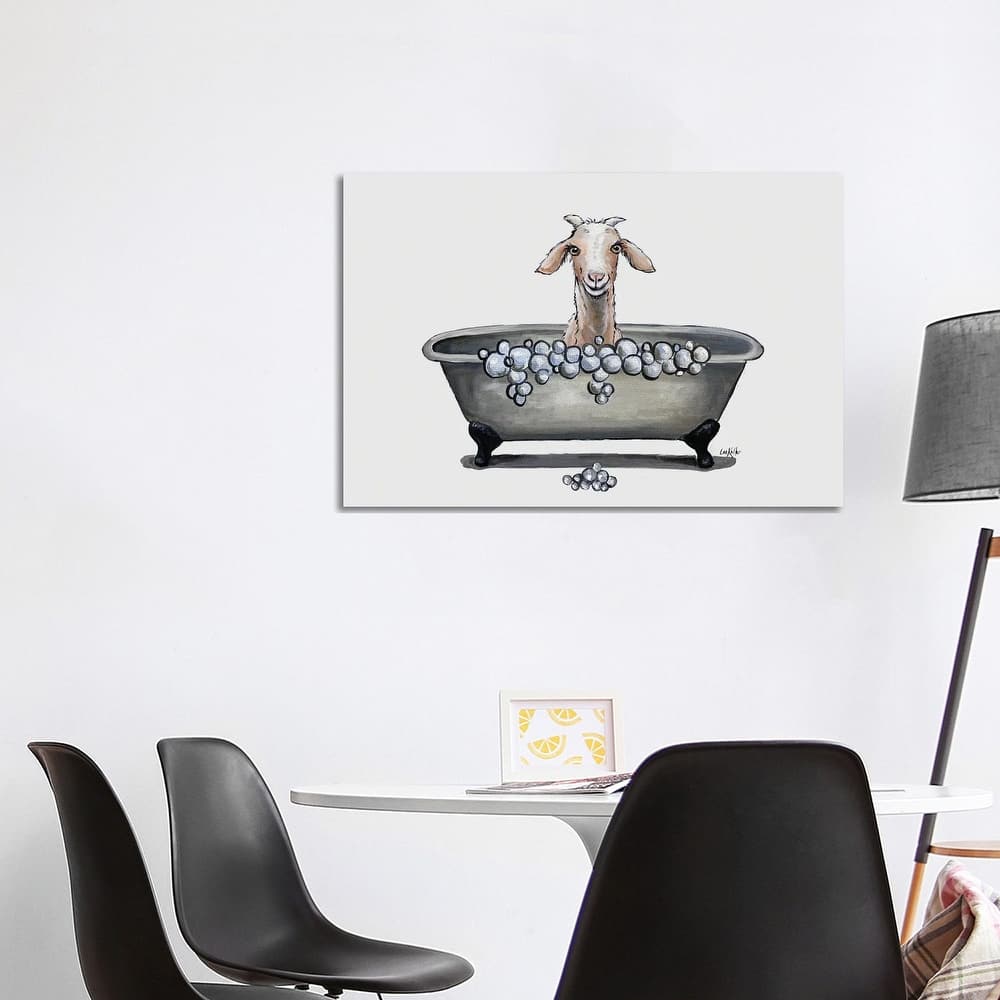 iCanvas "Goat In Bathtub, 'Shyla' The Goat Bathroom Art" by Hippie Hound Studios Canvas Print