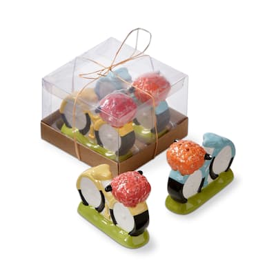 Flower Basket Ceramic Salt and Pepper Shakers Set of 2 - Spring Summer Multicolor Hand Wash Only
