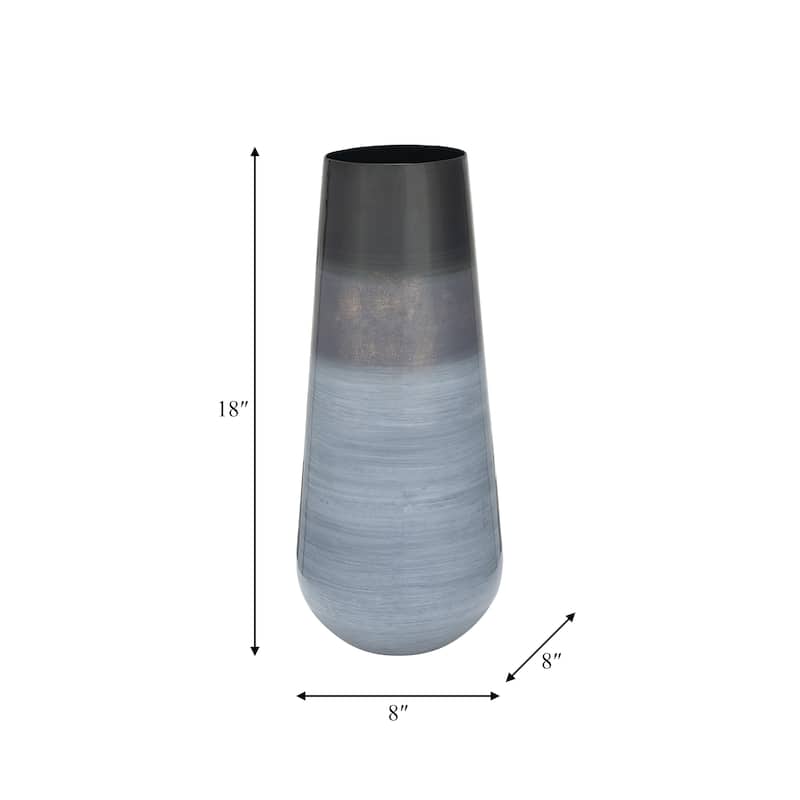 Metal Alabastron Vase Contemporary Multi-Colored Blue and Black 18" Vase for Floral Arrangements Stylish Table