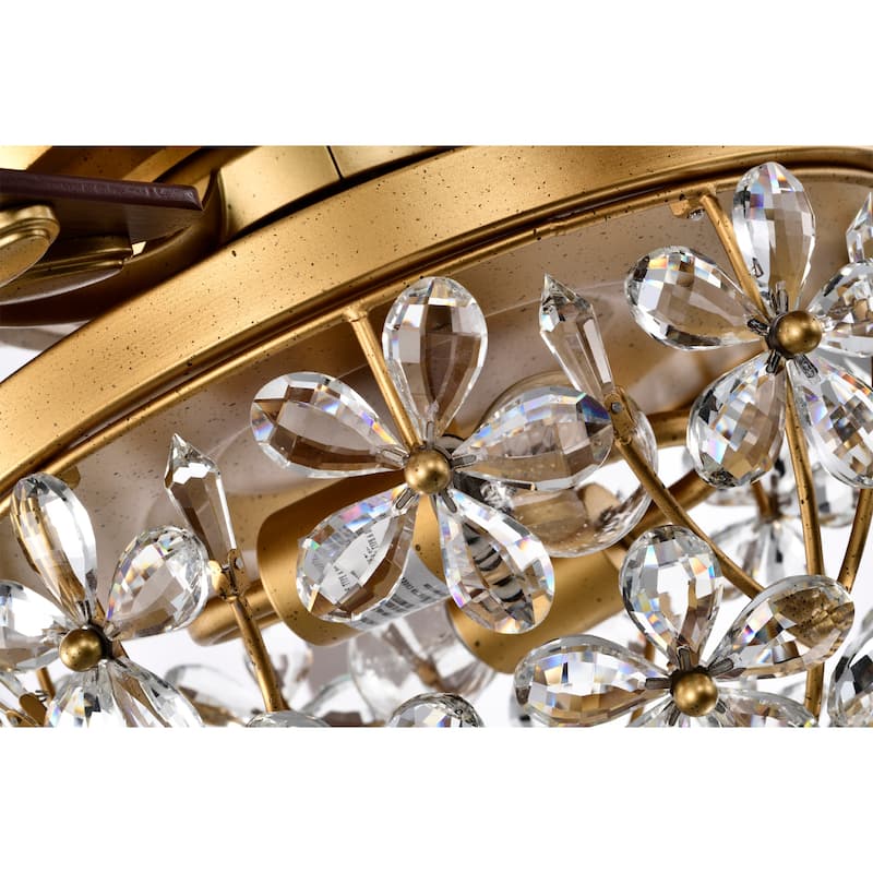 Naja 52 Inch Antique Gold Crystal Ceiling Fan with Remote - N/A