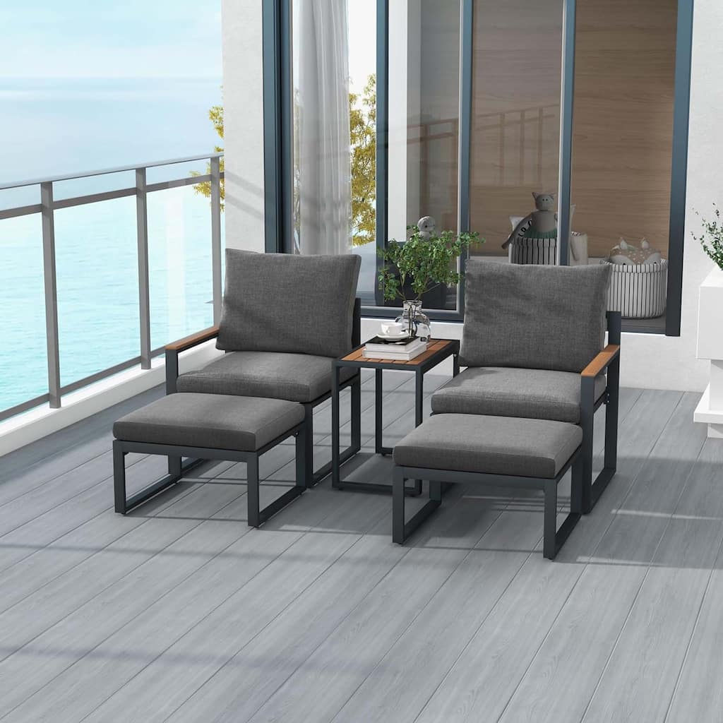 5 PCS Patio Furniture Set Weatherproof Outdoor Conversation Set