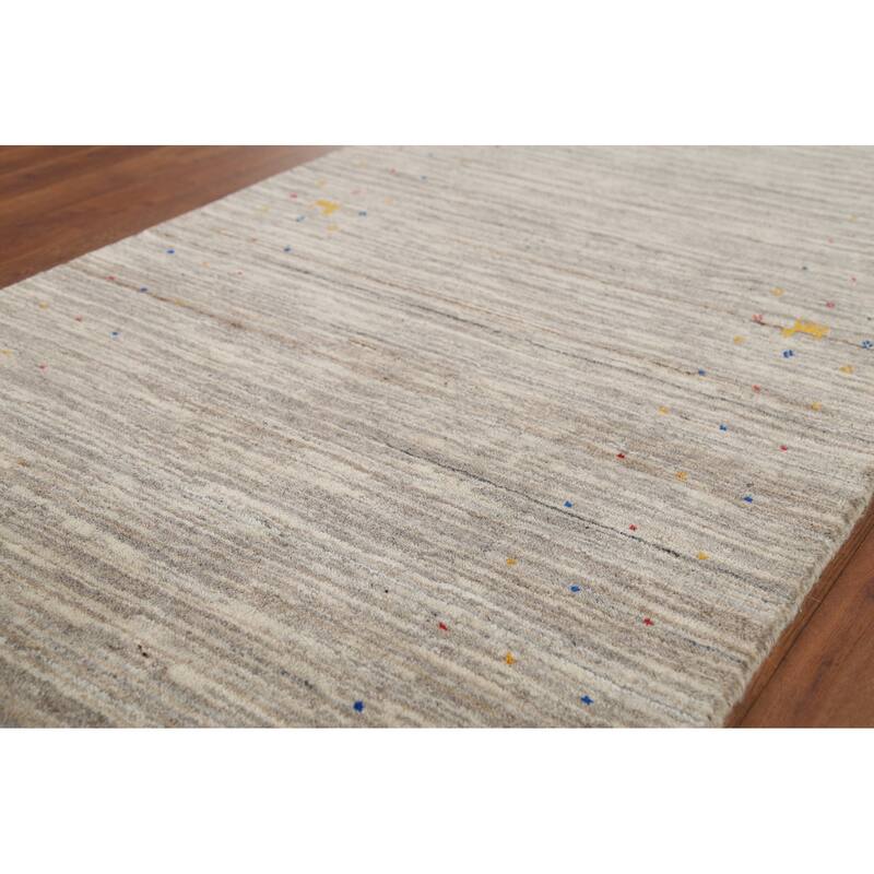 Striped Gabbeh Indian Runner Rug Hand-Knotted Wool Carpet - 2'11"x 9'8"