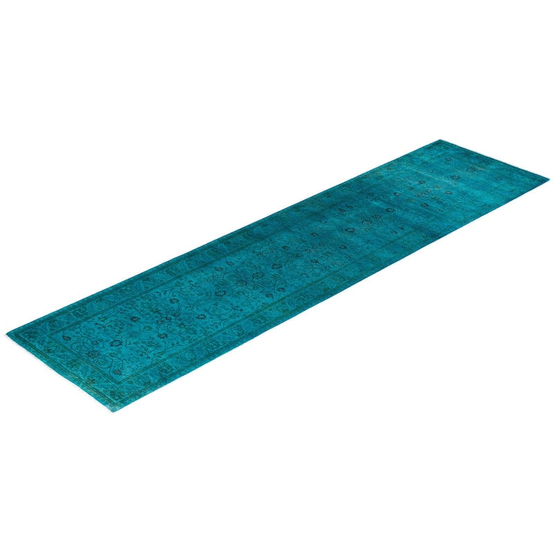 Contemporary Overdyed Wool Hand Knotted Runner - 2' 8" x 10' 4"