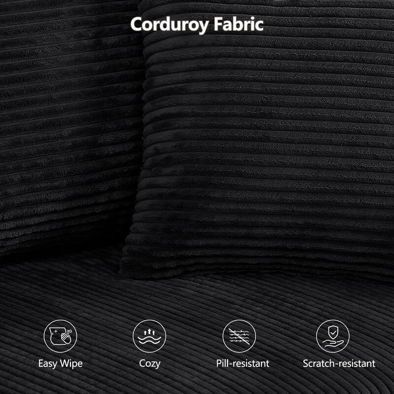 Corduroy U-shaped Sectional Sofa Flexible Layout Modular Couch