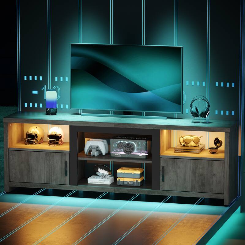70" TV Stand Modern Entertaintment Center TV Console for 75" TVs with LED Lights - 71 inches
