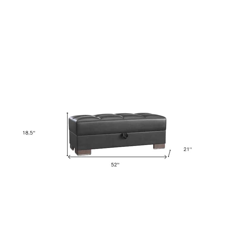 HomeRoots 52" Black and Brown Faux Leather Storage Ottoman