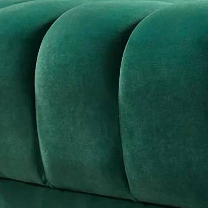 HomeRoots Green Velvet U Shaped Three Piece Sofa and Chaise Sectional With Toss Pillows