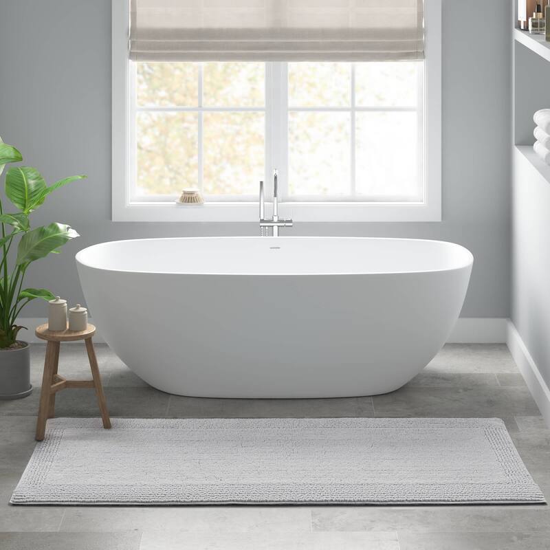 Anmytek Absorbent Cotton Tufted Bath Rug Grey 24x60 Reversible Plush Bathroom Floor Mat - Grey