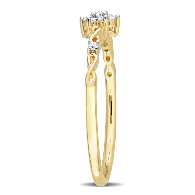 Miadora 1/10ct TDW Diamond Floral Promise Ring in Yellow Silver