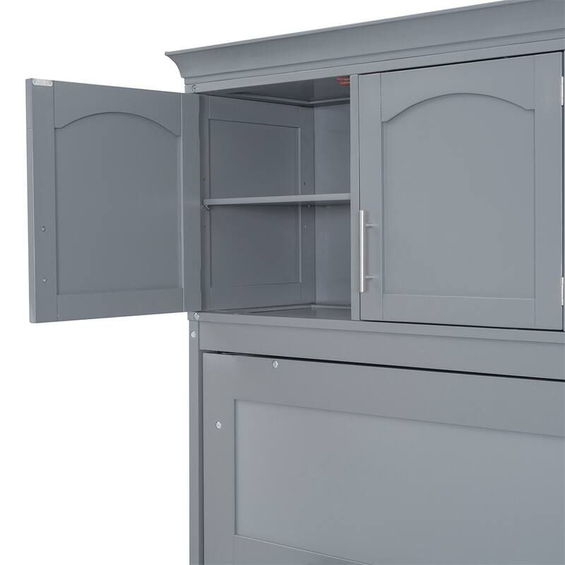 Full Size Murphy Bed Wall Bed with Top Cabinets