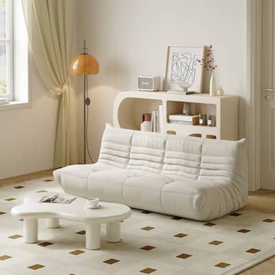 3 Seats Lazy Floor Sofa, Teddy Velvet Sofa Bean Bag Couch