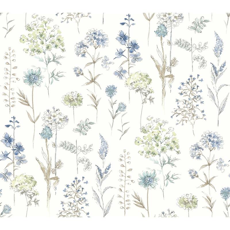 Chesapeake Bergamot Sea Green Wildflower Wallpaper