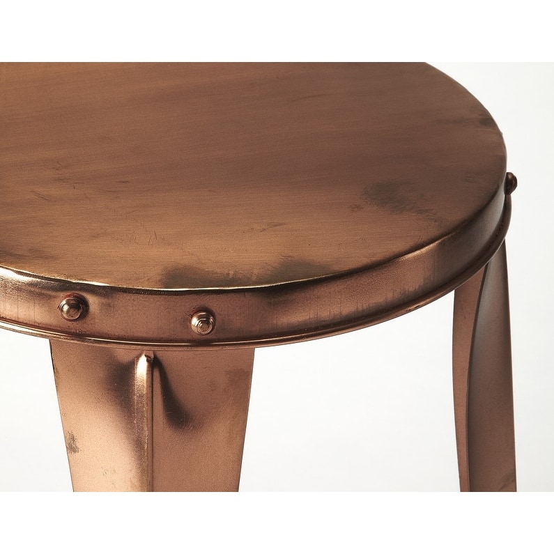 Copper Backless Bar Stool with Footrest and Round Seat Design - 12.5” L x 12.5” W x 30” H