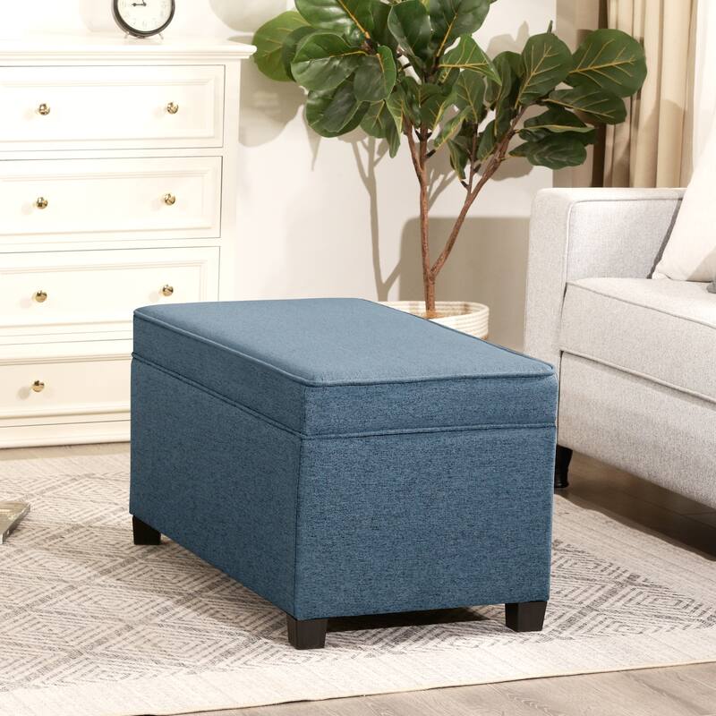 Adeco Linen Storage Ottoman Bench for Entryway or Bedroom