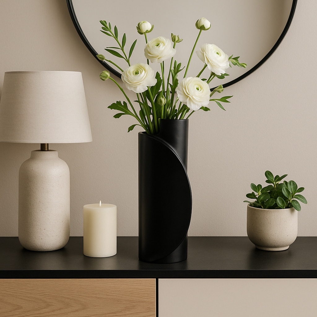 Modern Table Vase with Sculptural Curved Wrap Design