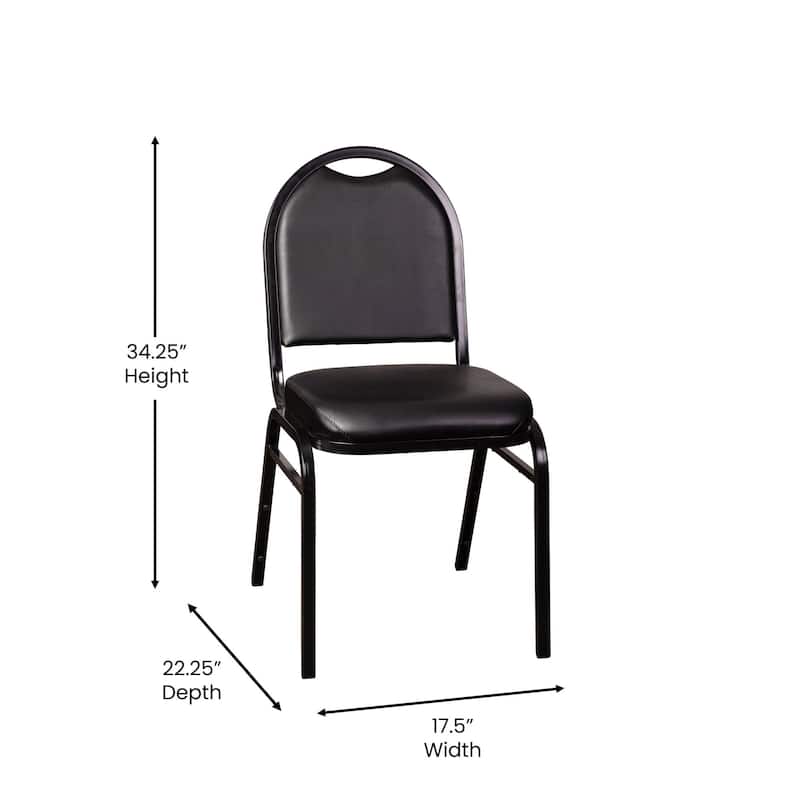 4PK Commercial Dome Back Stacking Banquet Chairs with Metal Frames
