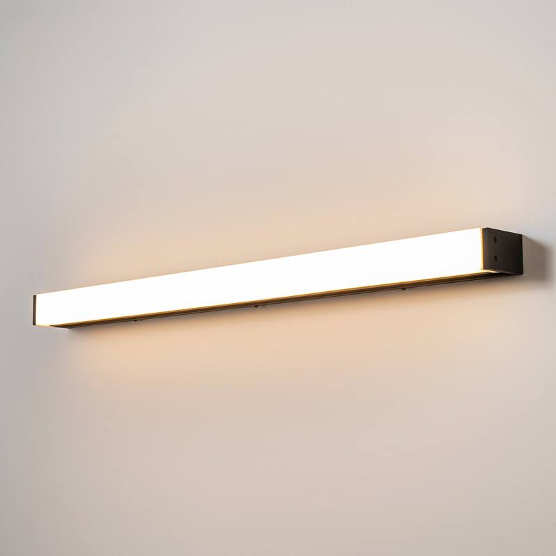 39.3 in. Modern Linear Long Strip LED Wall Sconce Black Outdoor Wall Lights/Flush Mount Patio Lights