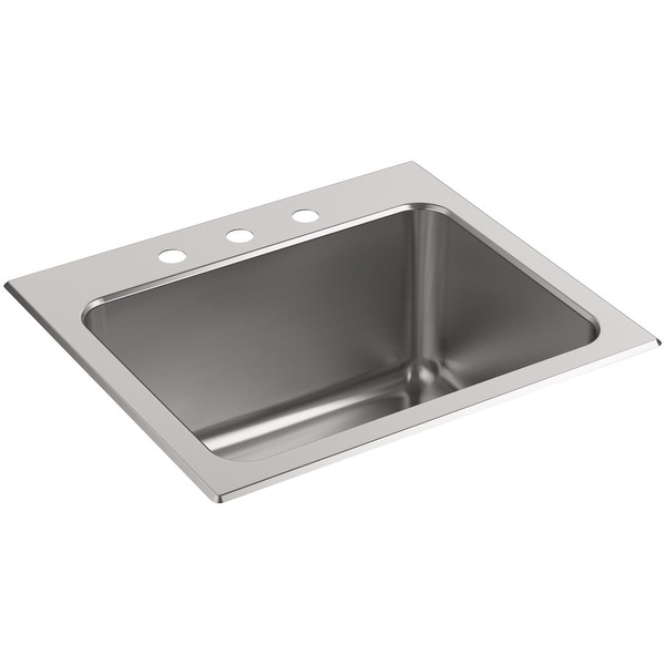 Kohler K-5798-3 Stainless Steel Ballad 25" Single Basin Drop In Stainless Steel Utility Sink with 3 Faucet Holes and