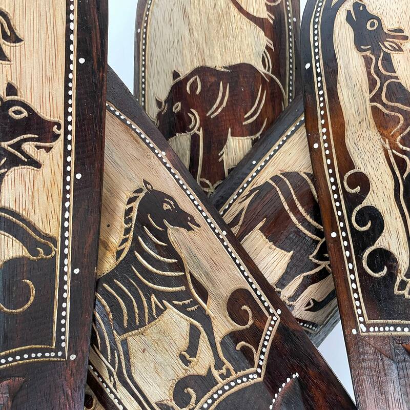 Zeckos 20In African Animal Hand Carved Wood Wall Masks (Set Of 5)