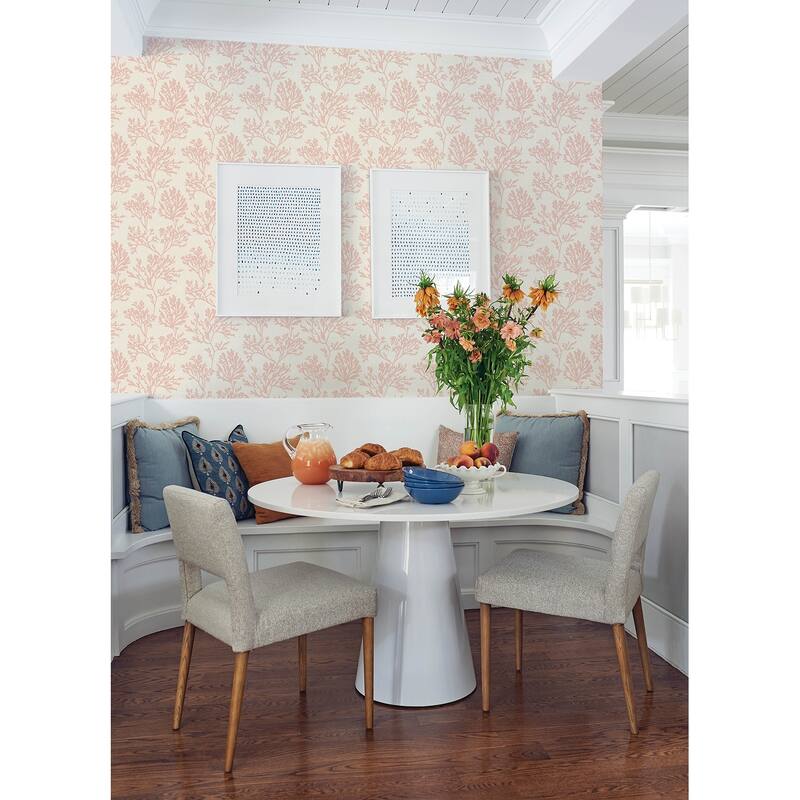 A-Street Prints Tortuga Pink Coral Weave Wallpaper