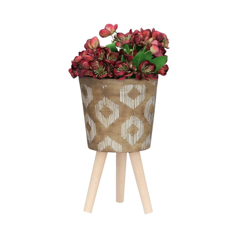 Sagebrook Home Elegant Magnesia and Beech Wood Planters - Perfect Home & Garden Accent
