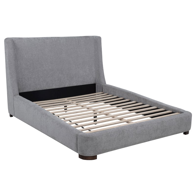 Rennes Upholstered Wingback Platform Bed Grey - Queen