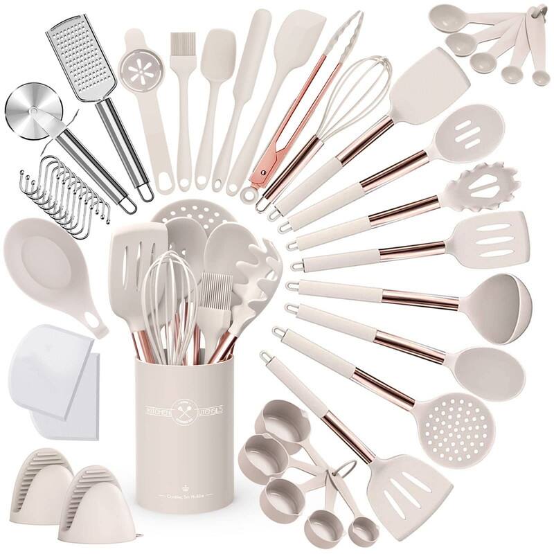 Silicone Kitchen Cooking Utensils Set-Umite Chef 43 pcs Heat Resistant Kitchen Utensils - CANQ29KG-PGK