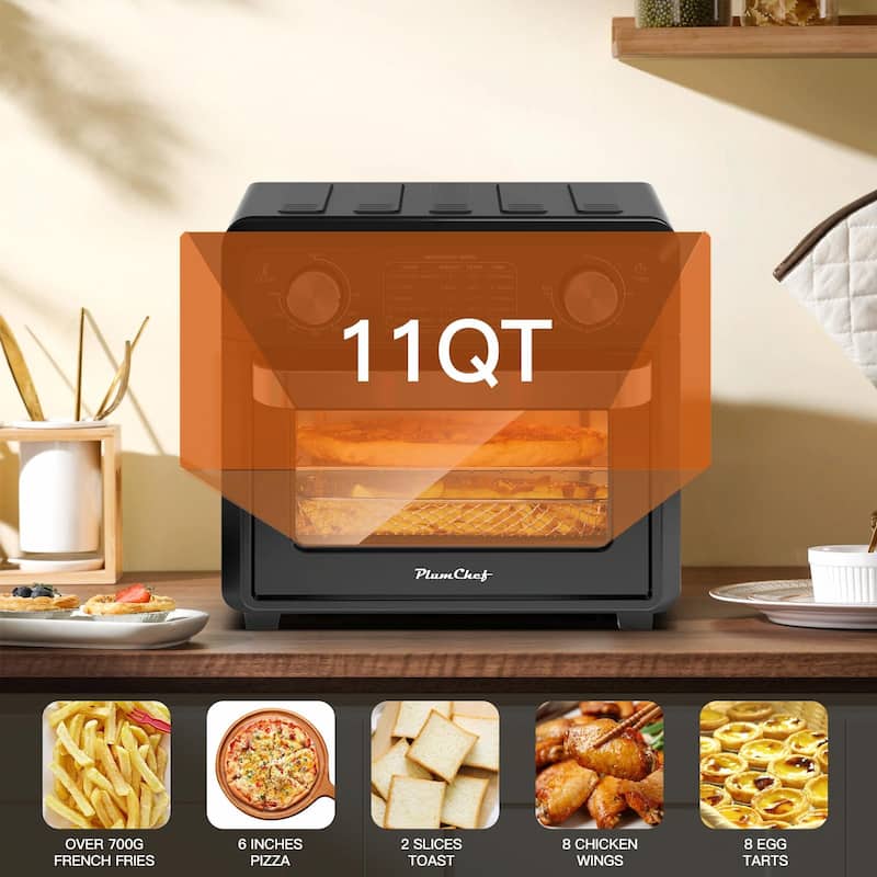 Compact Air Fryer Toaster Oven 11QT, 2-Slice Toast, Countertop Oven