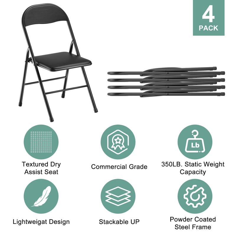 Faux Leather Padded Stackable Folding Chair Folding Chair Set