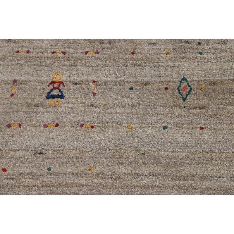 Hand Knotted Oriental 100% Wool Carpet Tribal Animal Pictorial Multi-Colored Gabbeh Area Rug - 8' 1'' X 5' 2''