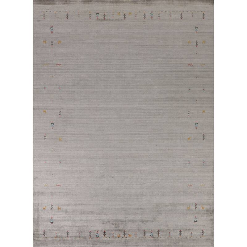Beige Tribal Gabbeh Oriental Area Rug Handmade Wool Carpet - 7'11" x 9'8"