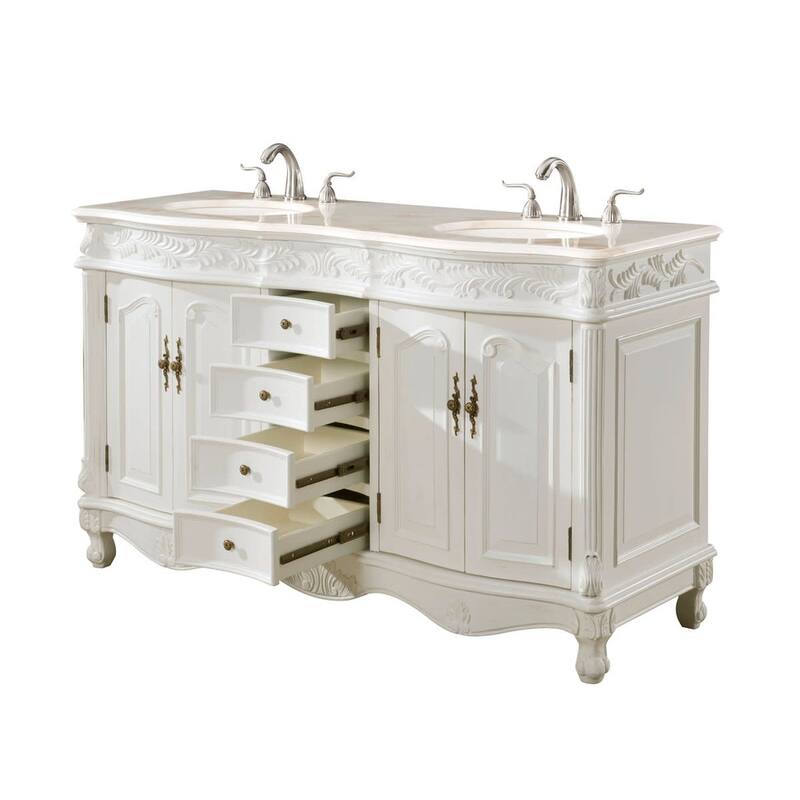 Elegant Lighting VF-1049 Windsor 60" Free Standing Double Basin Vanity