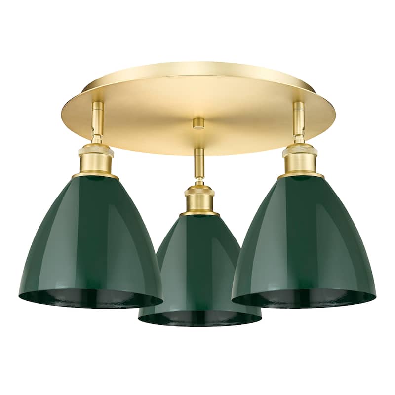 Innovations Lighting Ballston - 3 Light 19" Flush Mount - Green/Satin Gold