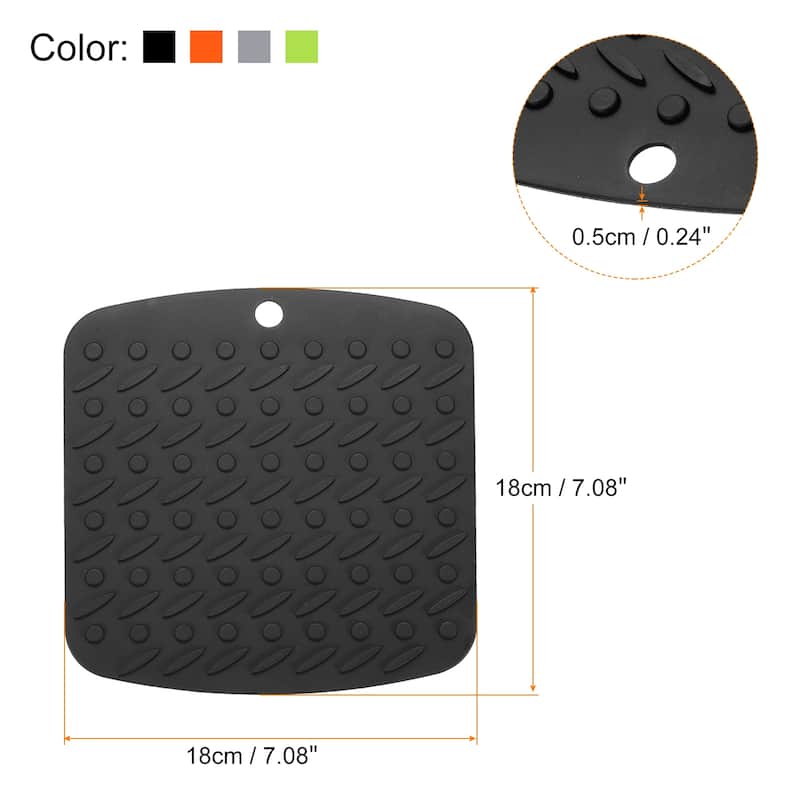 4pcs Silicone Trivet Mat Hot Pads, Pot Holders Heat Resistant Pads - Black/Light Grey/Green/Orange
