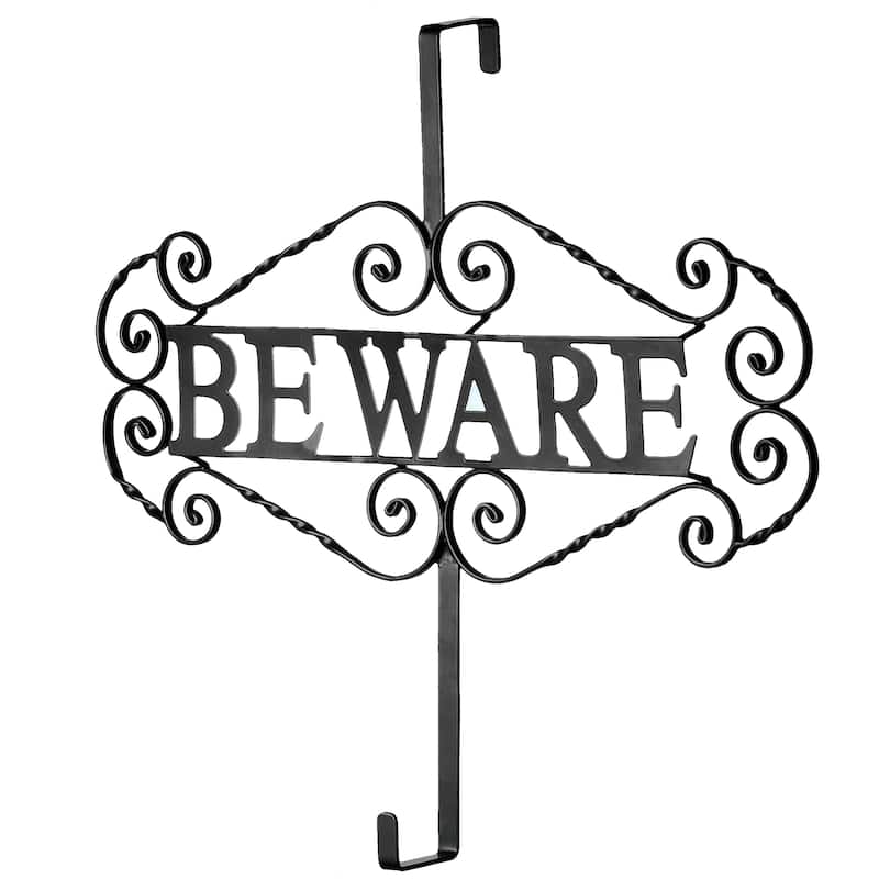National Tree Company Halloween "Beware" Wreath Hanger, 16 Inches - 16 in