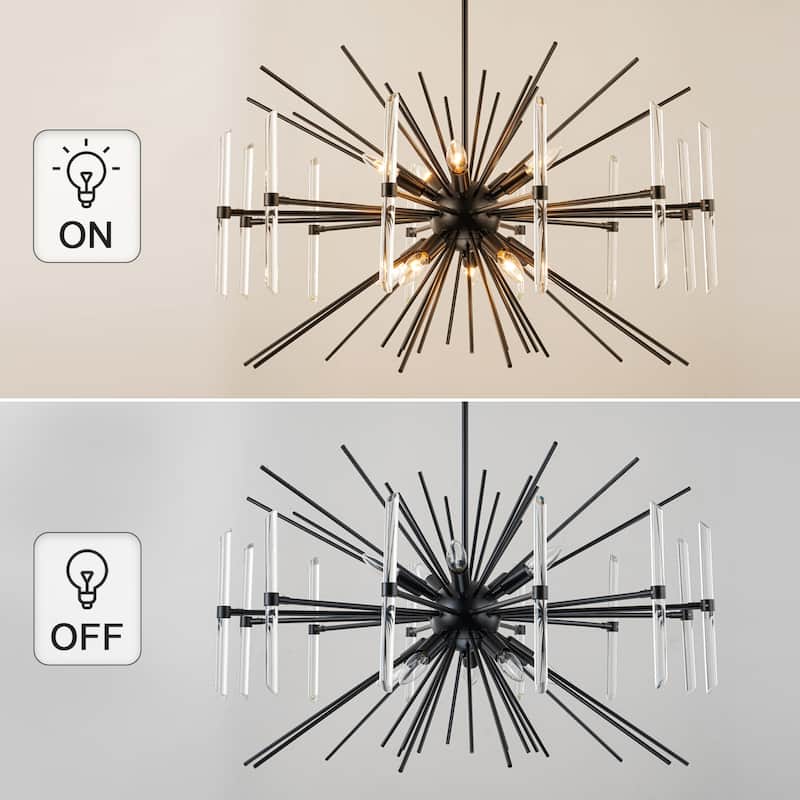 Starsky 10-Light Modern Sputnik Ceiling Light Black Glam Chandelier