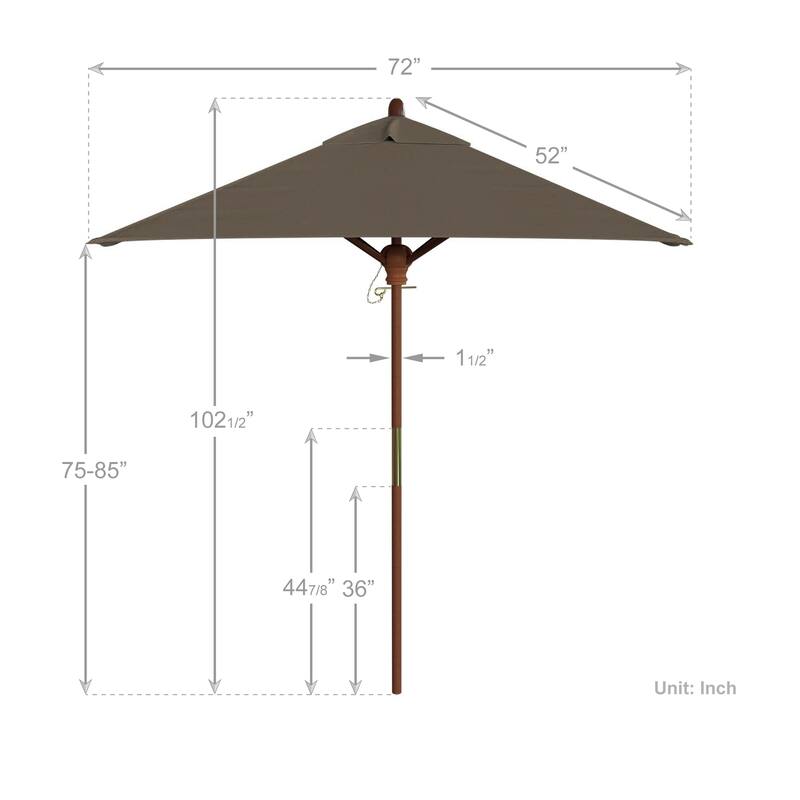 Port Lavaca 6ft Square, Sunbrella Fabric Wooden Patio Umbrella by Havenside Home, Base Not Included