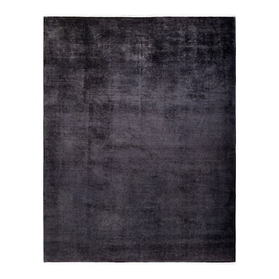 Overton Hand Knotted Wool Vintage Inspired Modern Contemporary Overdyed Gray Area Rug - 8' 1" x 10' 4"